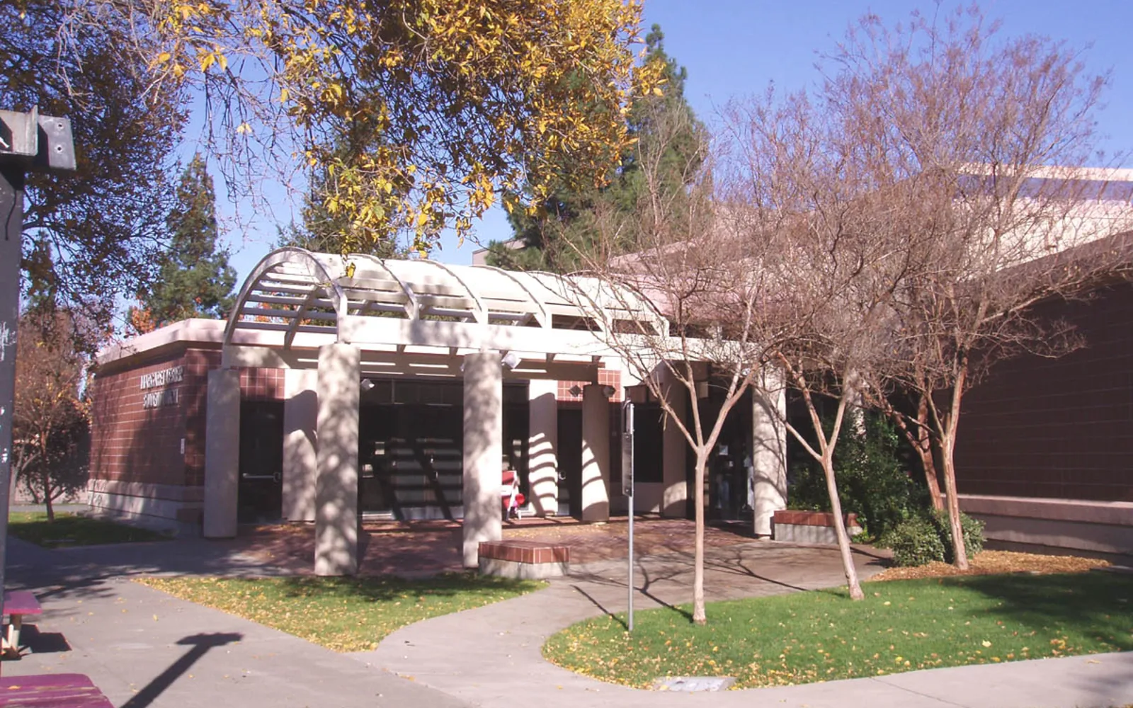 The Student Union building at Diablo Valley College in Pleasant Hill, showing brick architecture and outdoor seating area